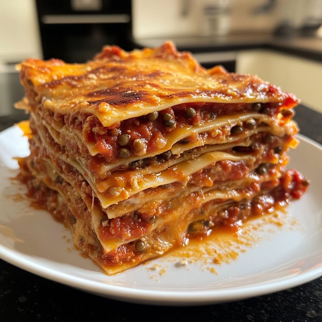 Lasagne mit Tomaten-Linsen-Sauce