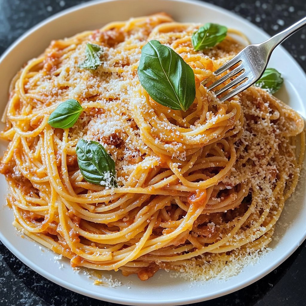 Spaghetti mit Tomaten-Basilikum-Sauce