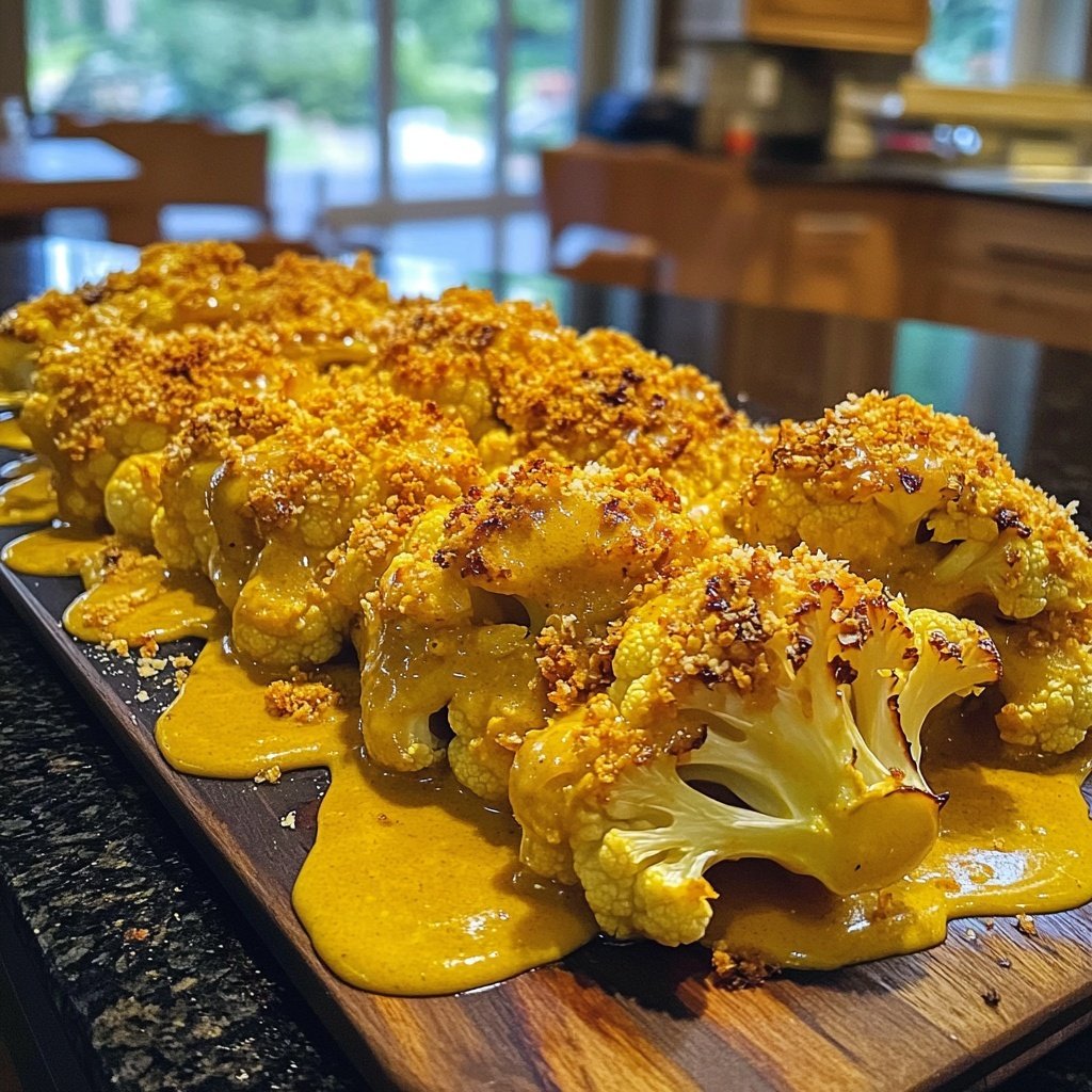 Im Ofen geschmorter Blumenkohl mit Kokos-Currysauce