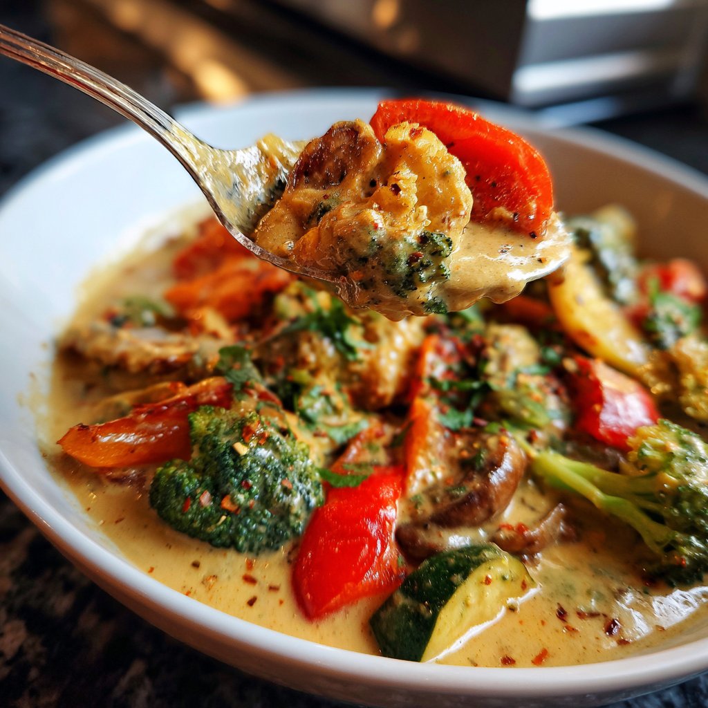 Gemüsepfanne mit Erdnusssauce