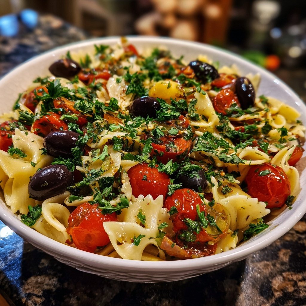 Mediterraner Nudelsalat Mit Zitronendressing