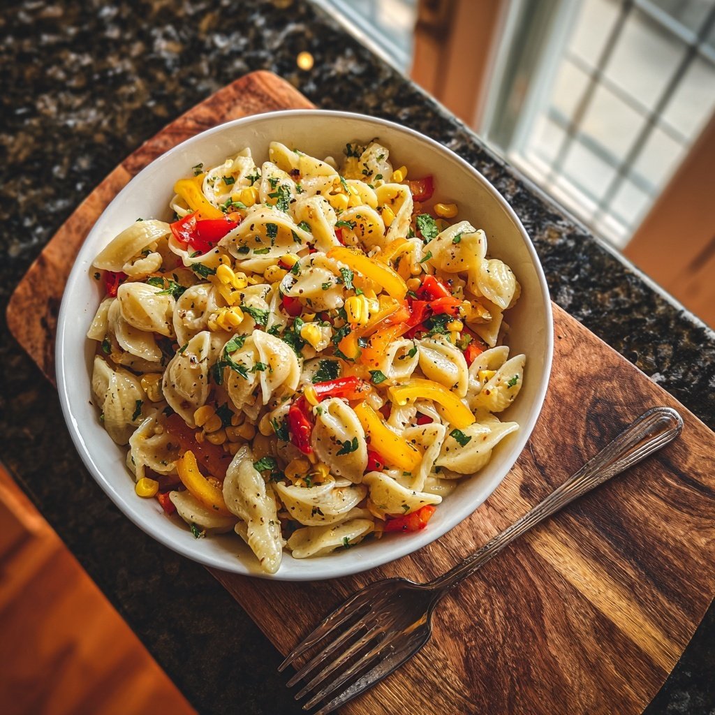 Mediterraner Nudelsalat Mit Mais