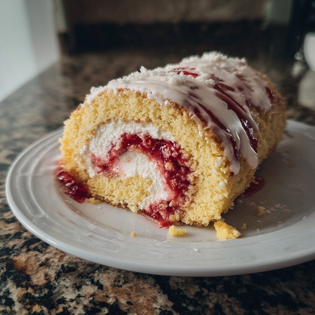 Erdbeer Biskuitrolle