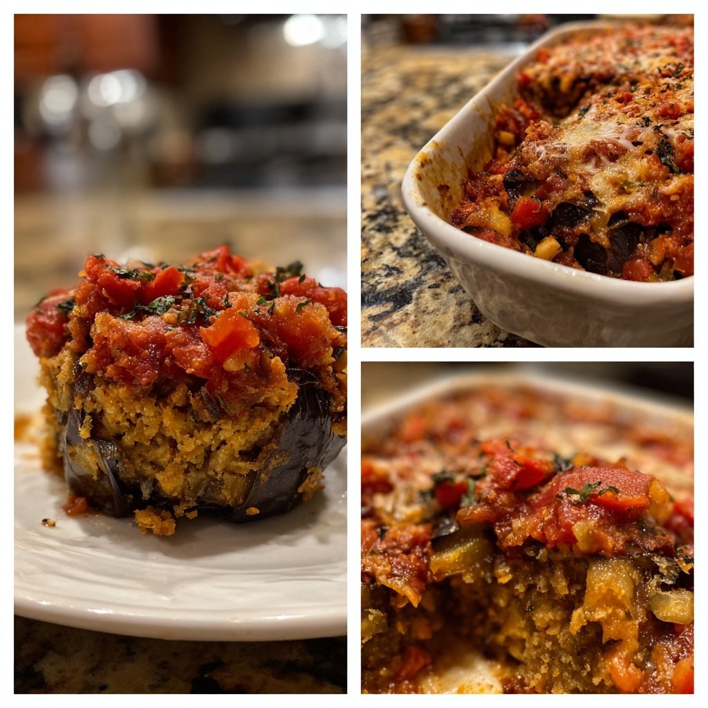 Auberginen mediterran mit Tomatenwürfeln