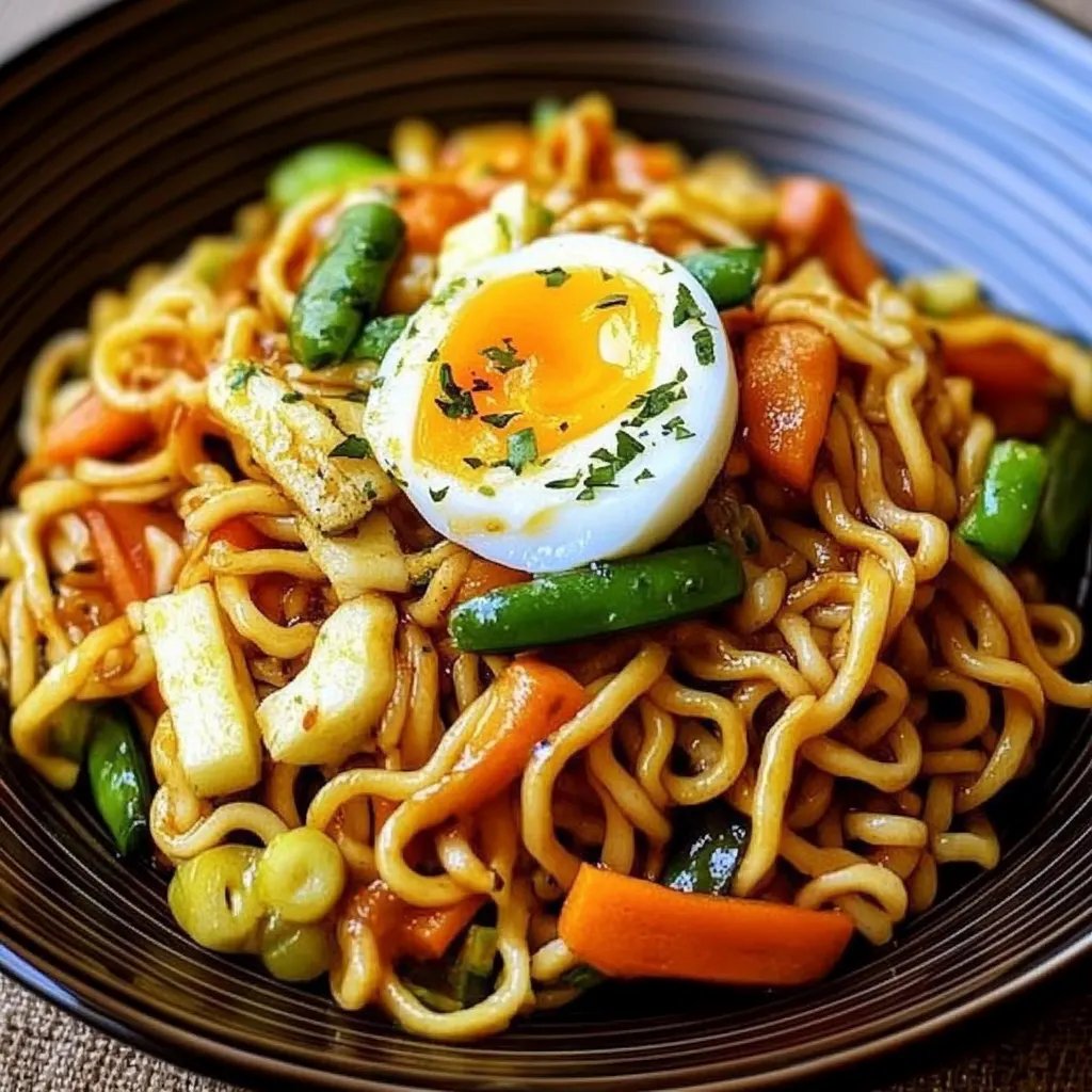 Gebratene Nudeln mit Gemüse und Ei