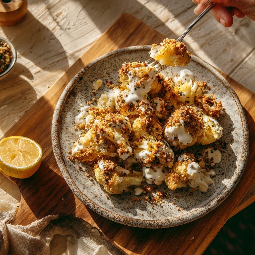 Blumenkohl Pfanne Mit Zitronen Joghurt