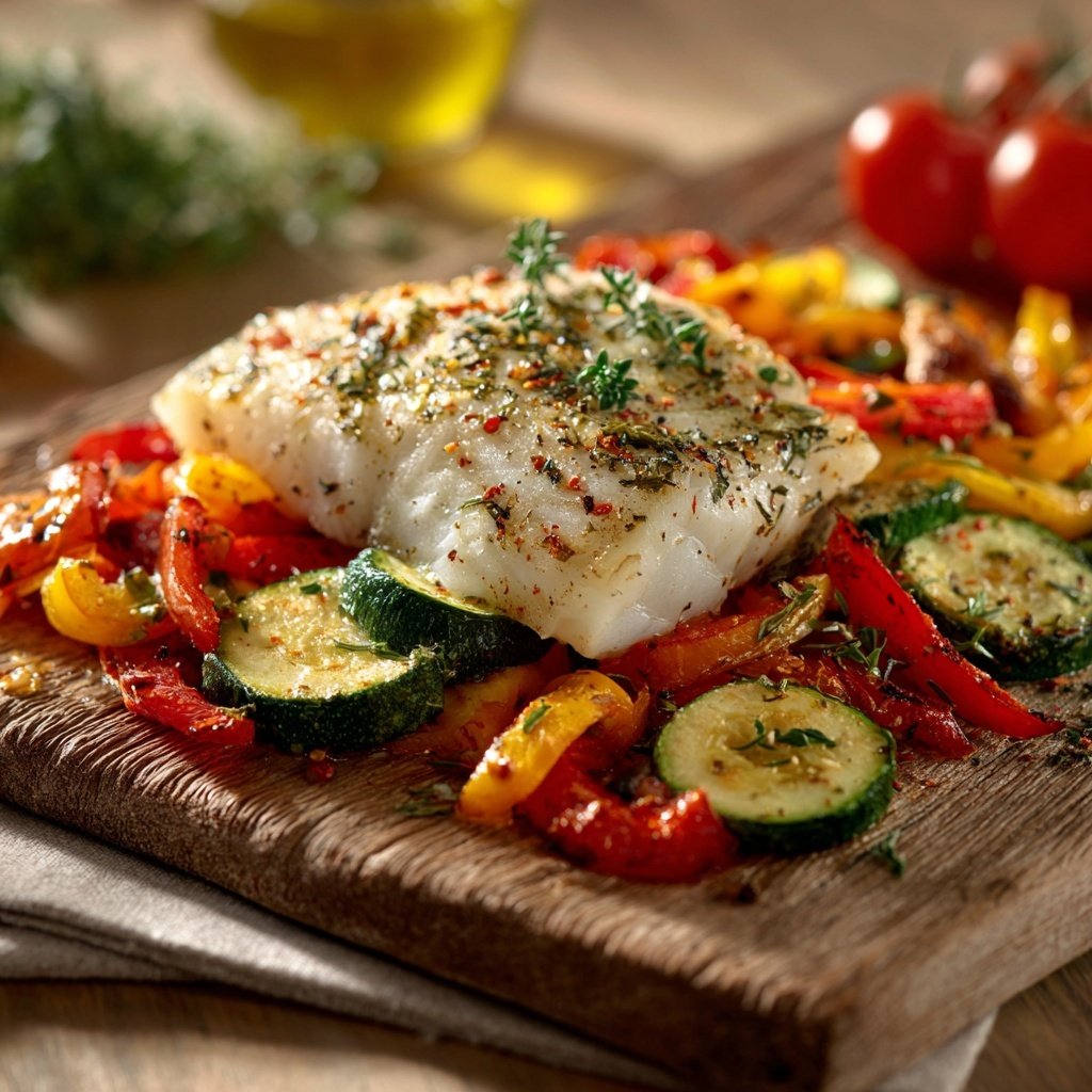 Kalorienarmes Kabeljau Filet Mit Ofengemüse